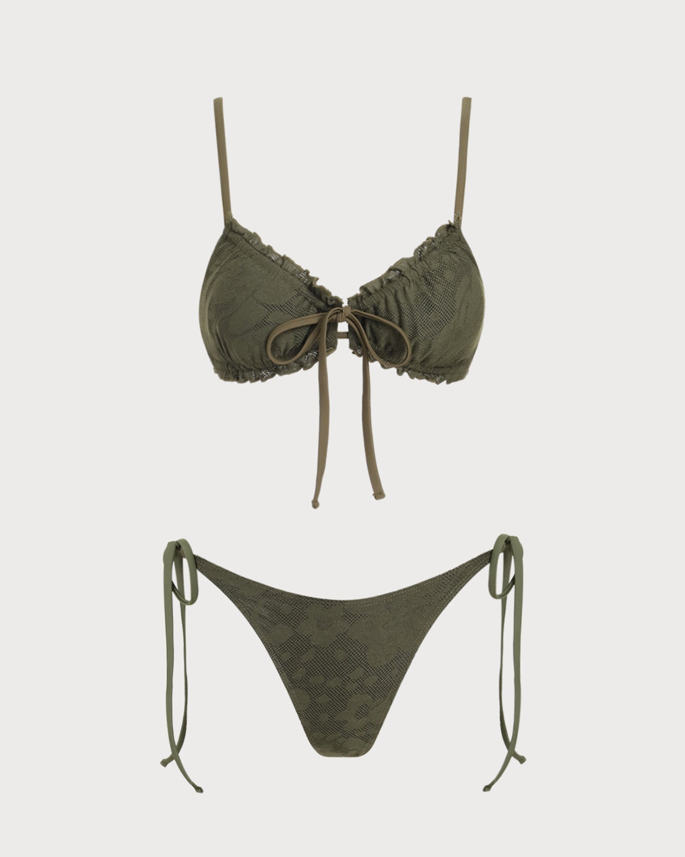 Haki Yeşili Jakarlı Bikini Takımı
