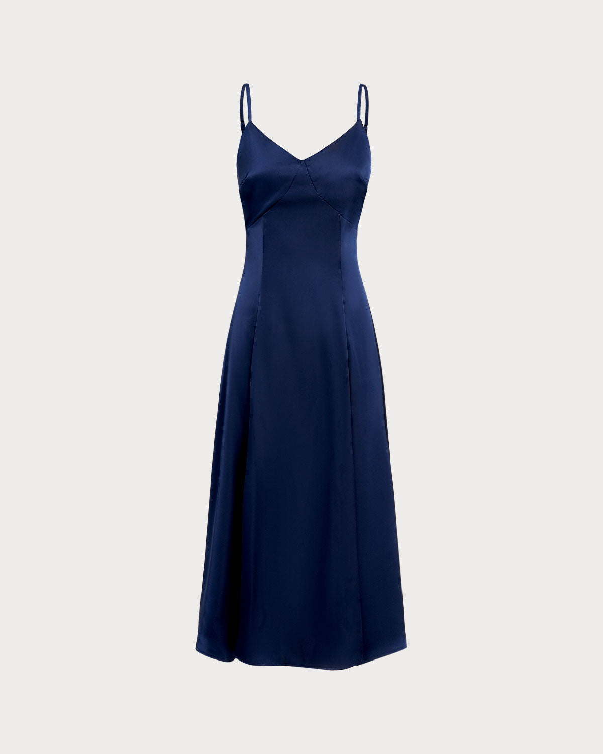 Lacivert Kesim Askılı Maxi Elbise