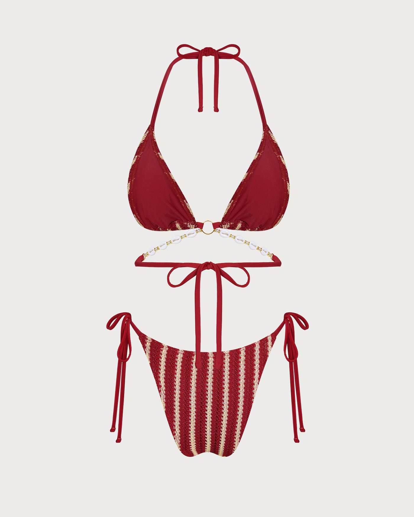 Kırmızı O Halka Detaylı Contrasting Bikini Takımı