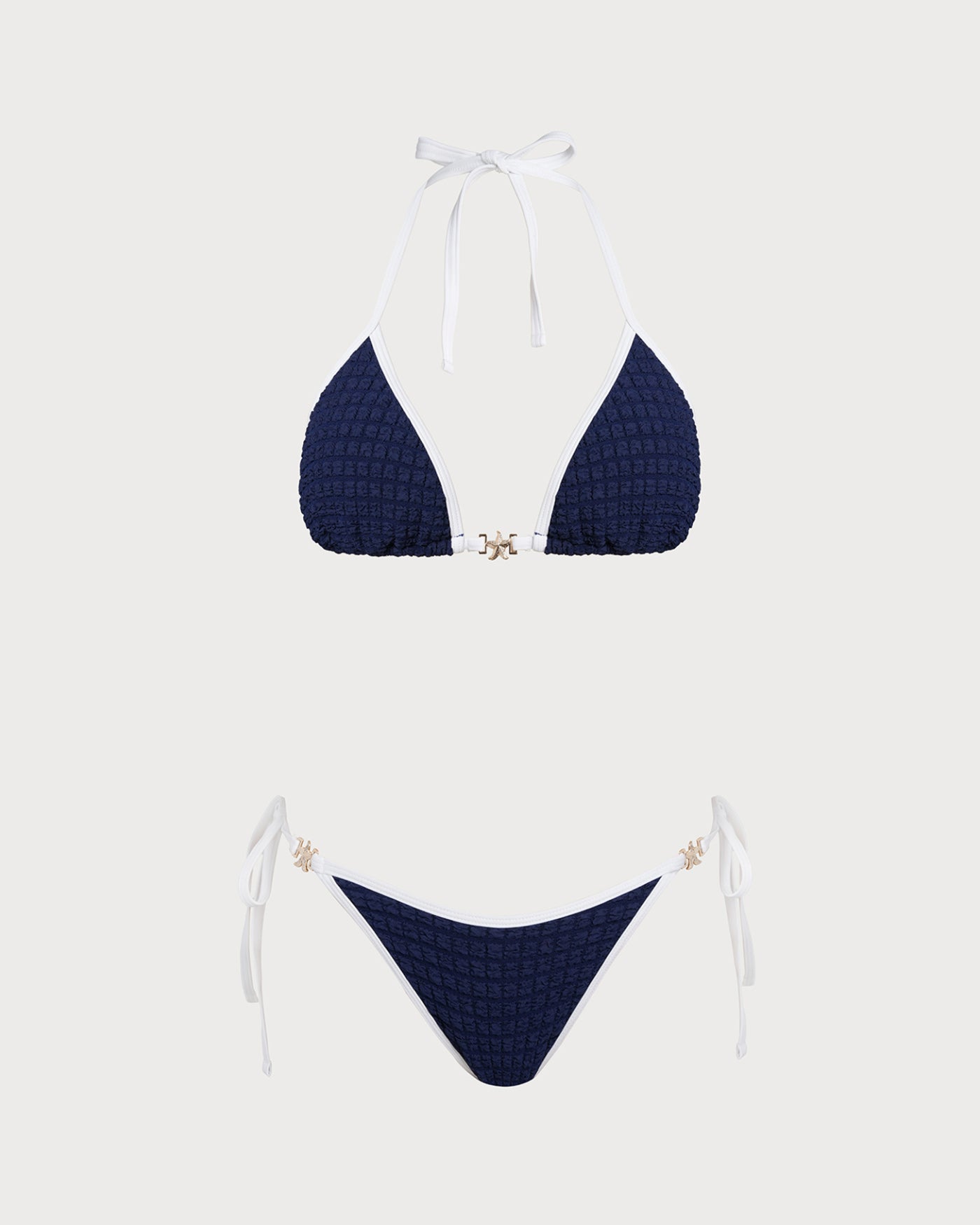 Mavi Contrasting Boyundan Bağlamalı Bikini Takımı
