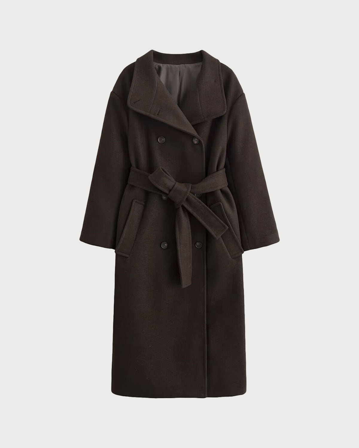 Kahve Kemerli Cepli Trench Kaban