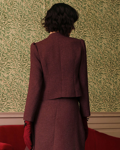Bordo Retro Single-breasted Tüvit Ceket