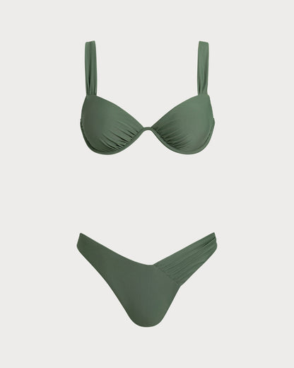 Haki Yeşili Balenli Bikini Takımı