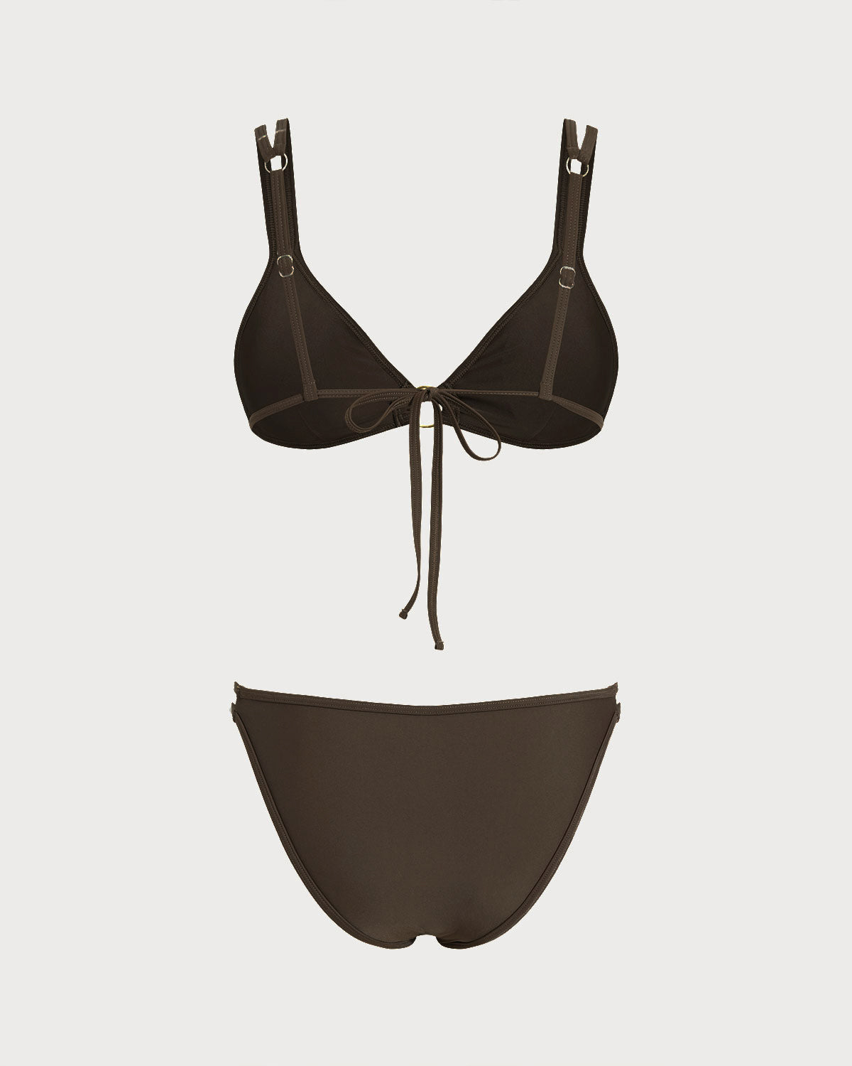 Kahve Üçgen O Halka Detaylı Bikini Takımı