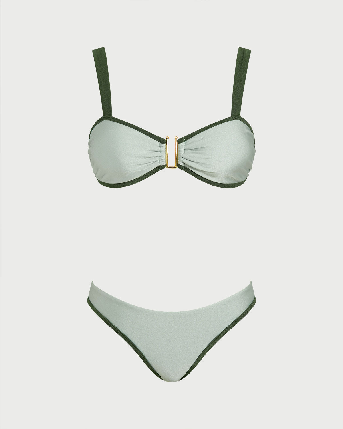 Yeşil Contrasting Bandeau Bikini Takımı