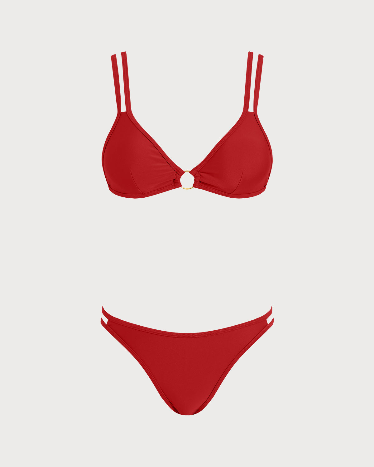 Kırmızı O Halka Detaylı Üçgen Bikini Takımı