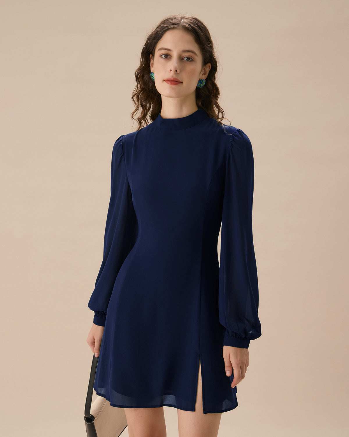 Mavi Bisiklet Yaka Tunik Mini Elbise