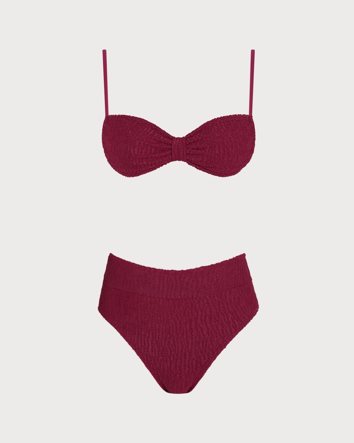 Şarap Kırmızısı Yüksek Bel Üçgen Bikini Takımı