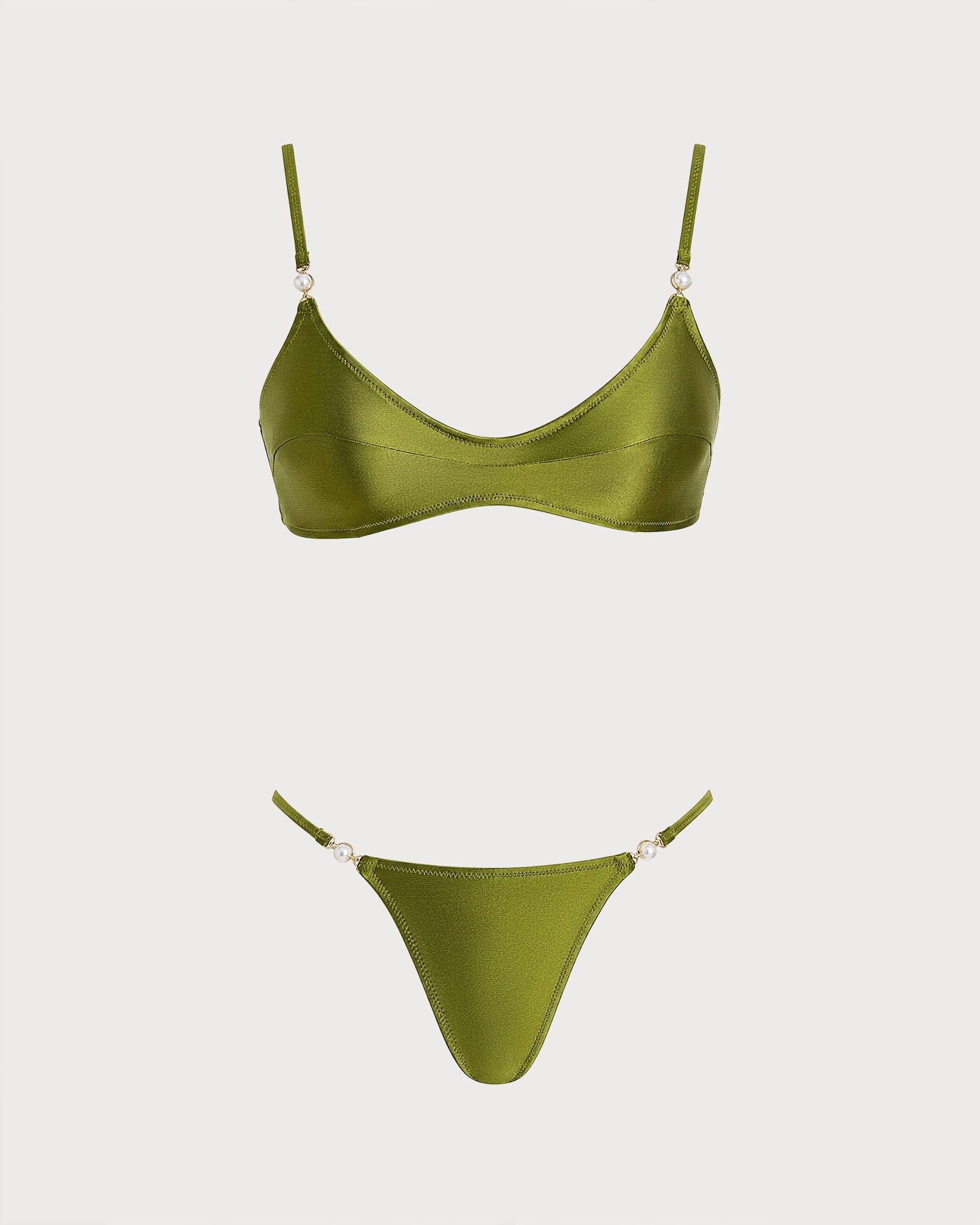 Yeşil Normal Bel Üçgen Bikini Takımı
