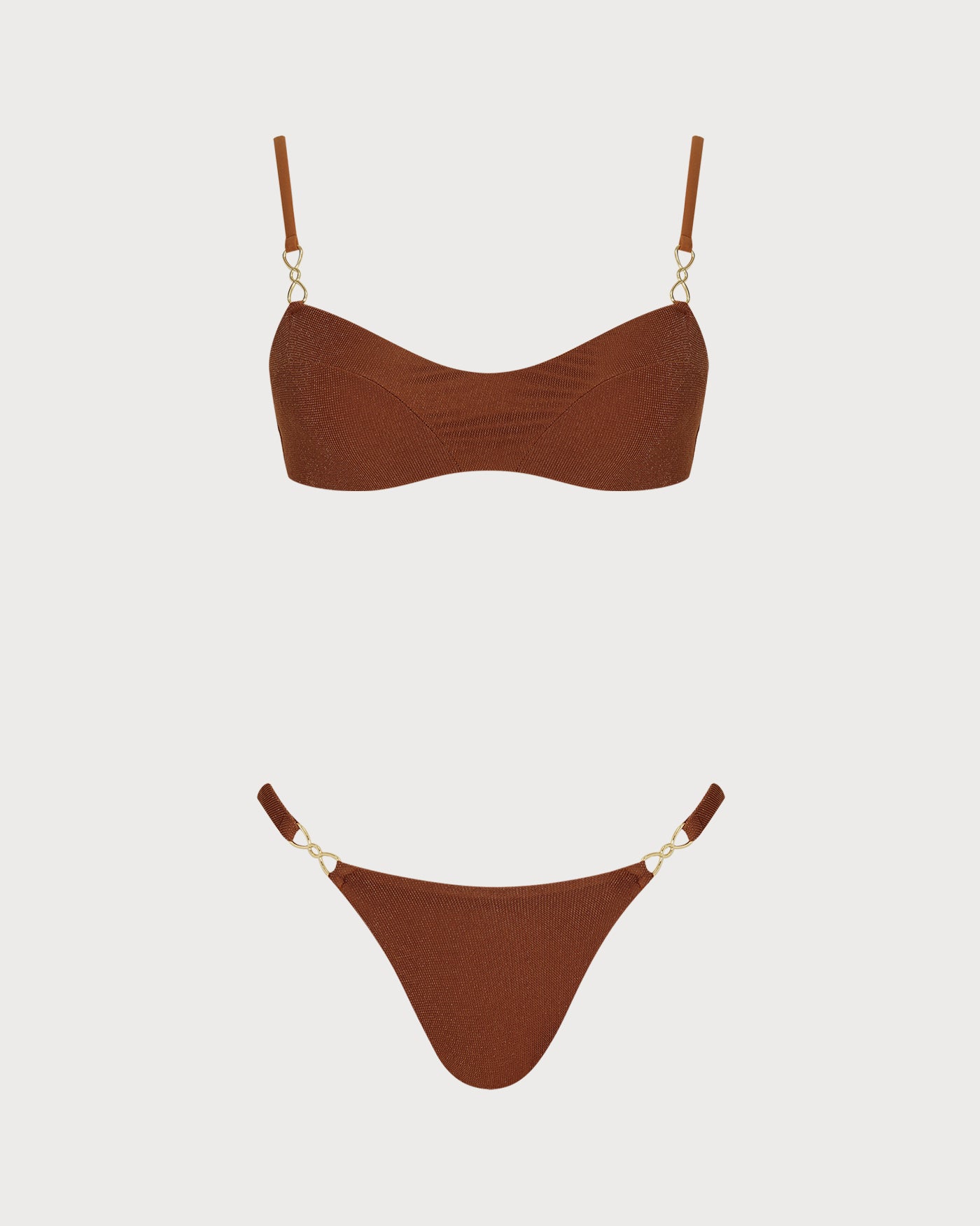 Karamel Payetli Üçgen Bikini Takımı