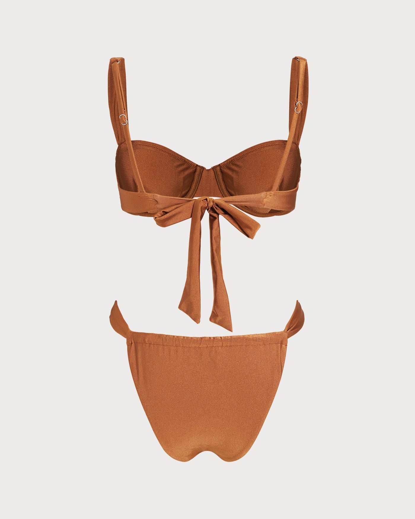 Karamel Kalp Yaka Balenli Bikini Takımı