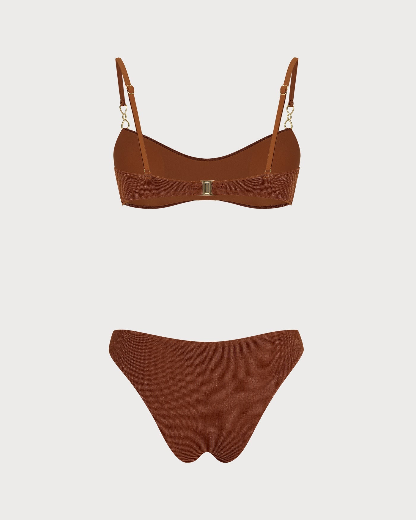 Karamel Payetli Üçgen Bikini Takımı