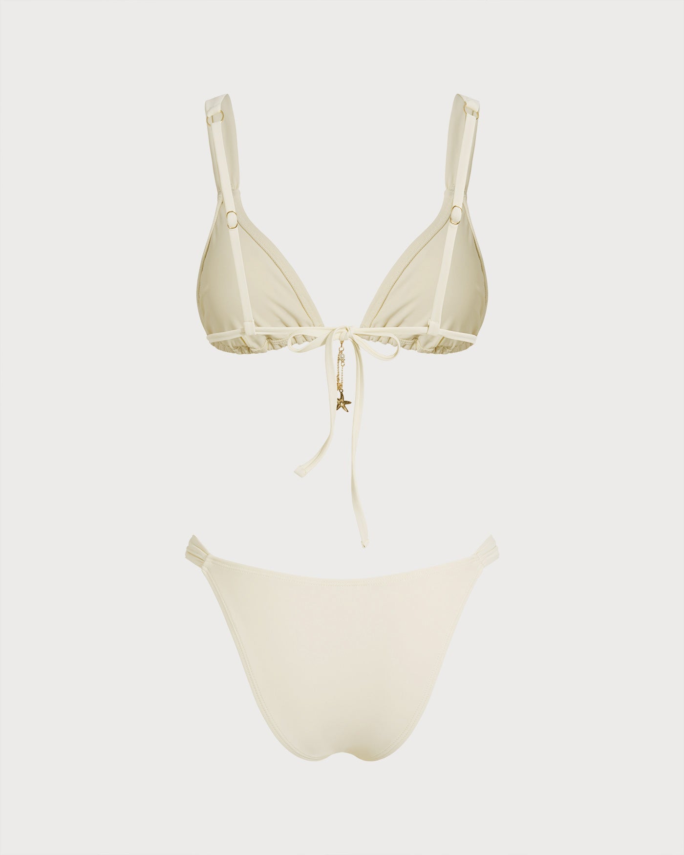 Off Beyaz Büzgü Bağlamalı Üçgen Bikini Takımı