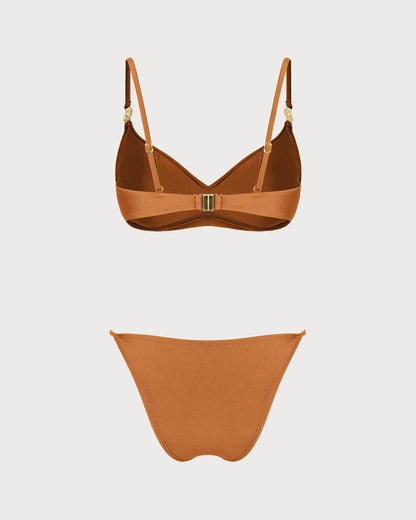 Karamel V Yaka Bralet Bikini Takımı