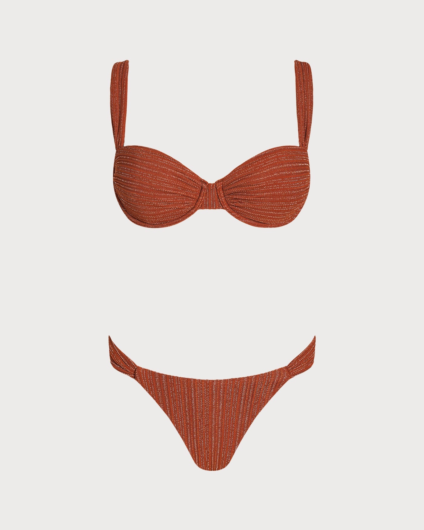 Kiremit Payetli Balenli Bikini Takımı
