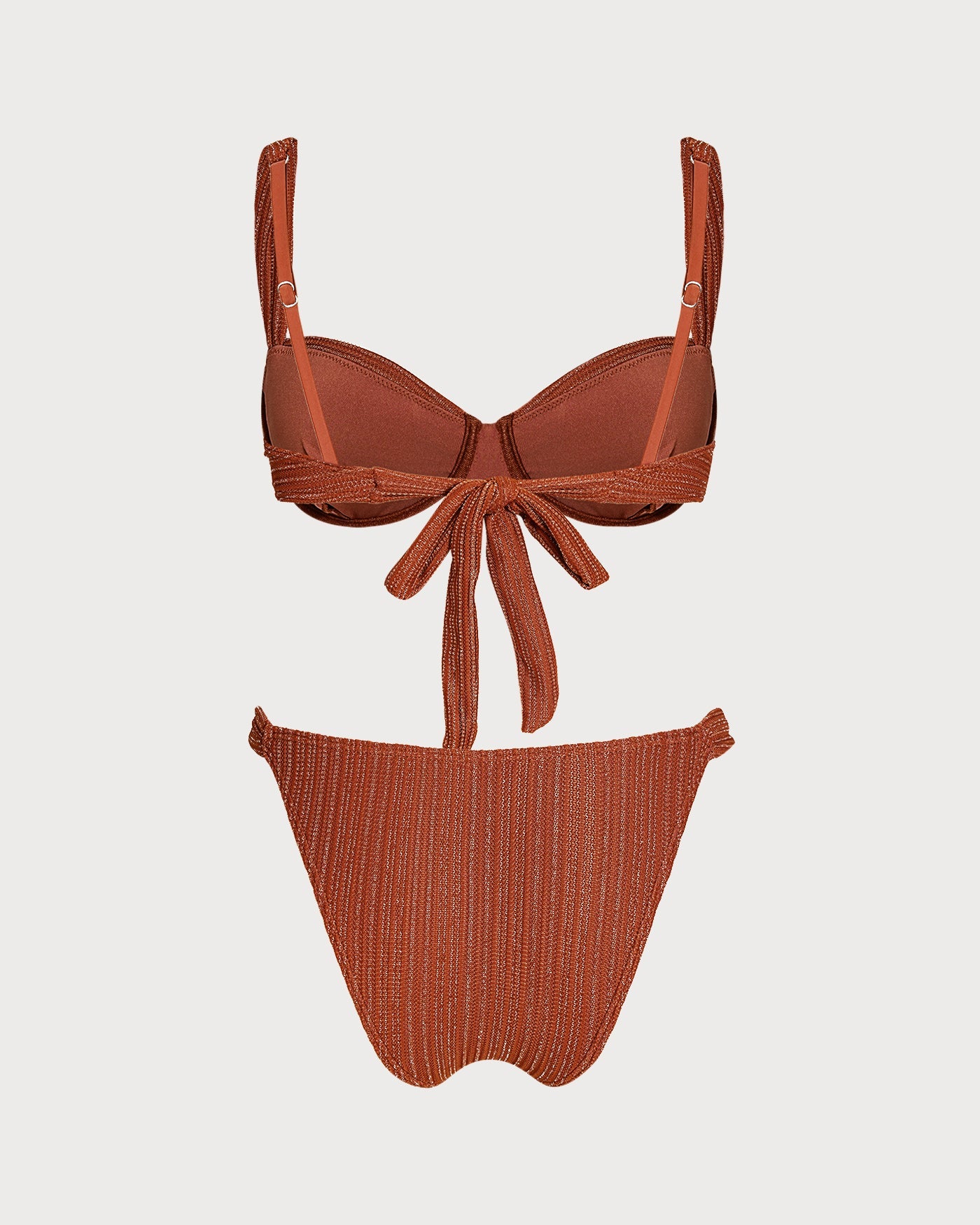 Kiremit Payetli Balenli Bikini Takımı