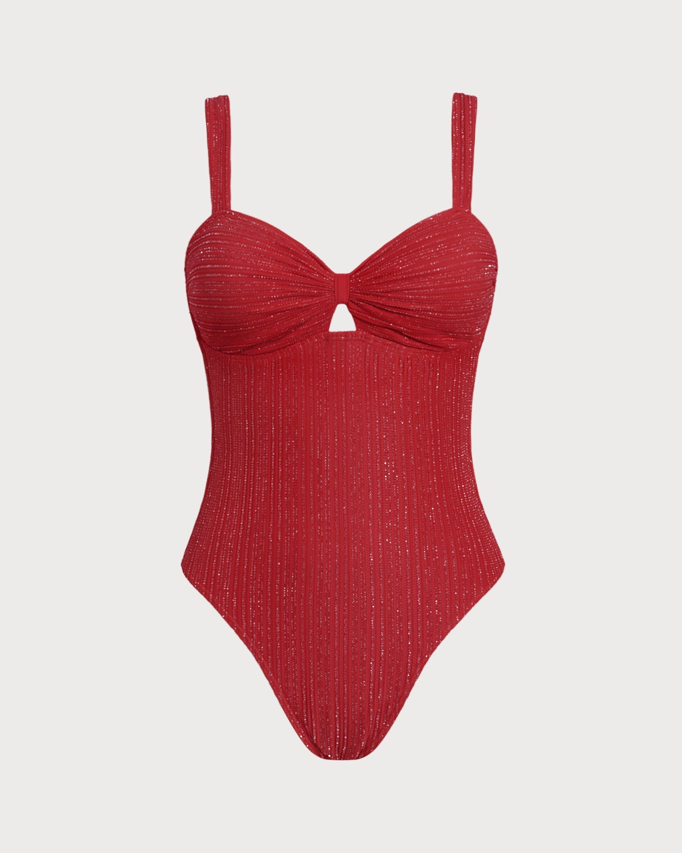 Kırmızı V Yaka Bralet Tek Parça Mayo