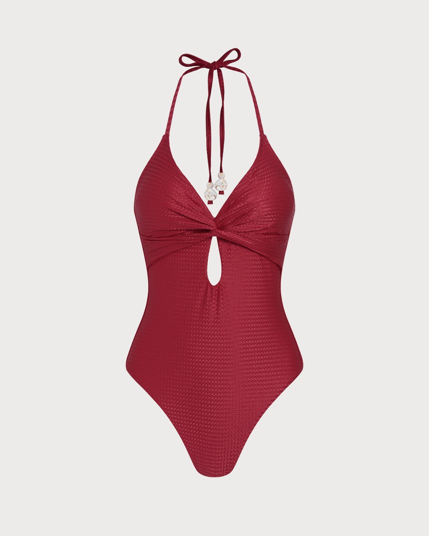 Kırmızı Boyundan Bağlamalı Bralet Tek Parça Mayo