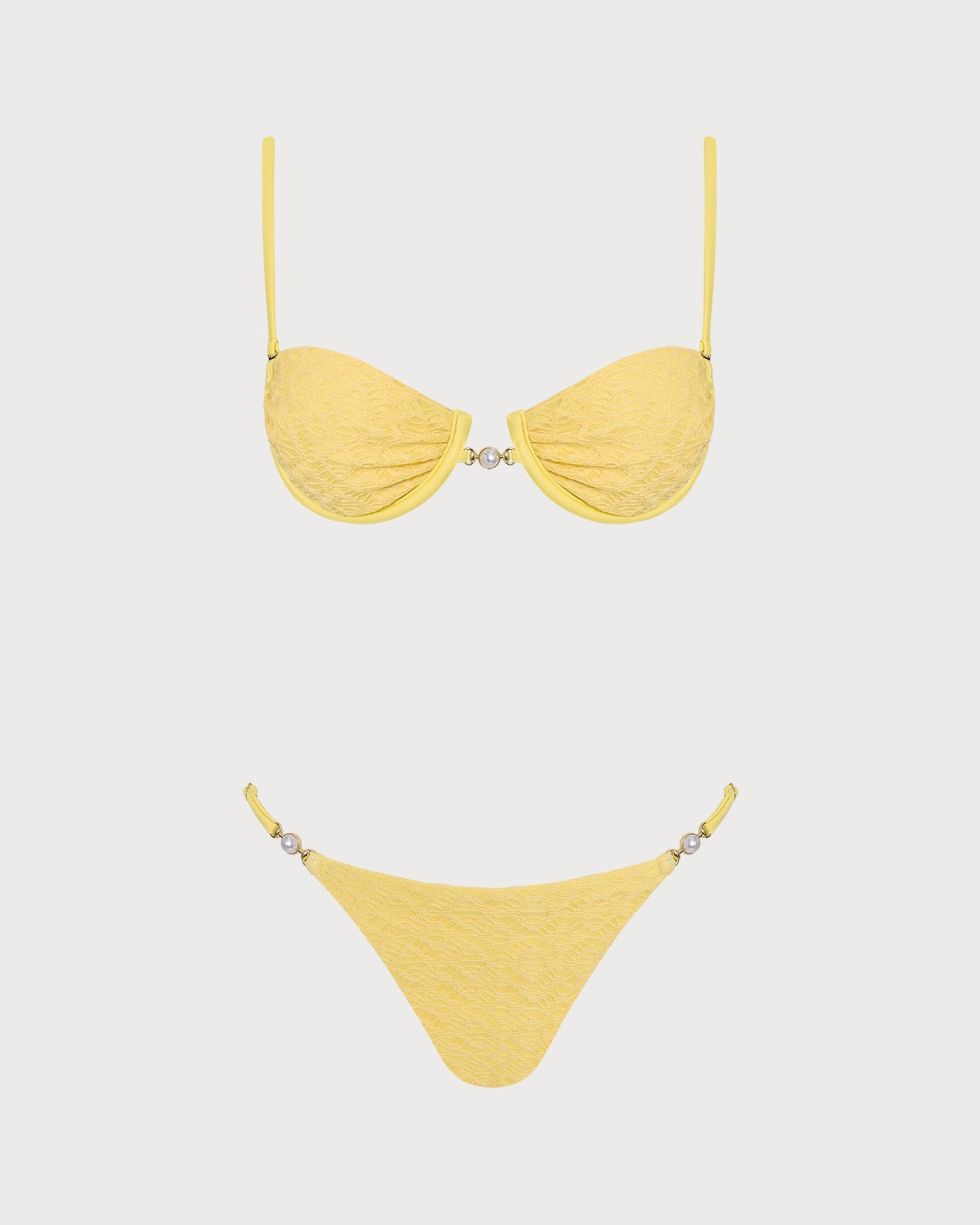 Sarı Dokulu Balenli Bikini Takımı