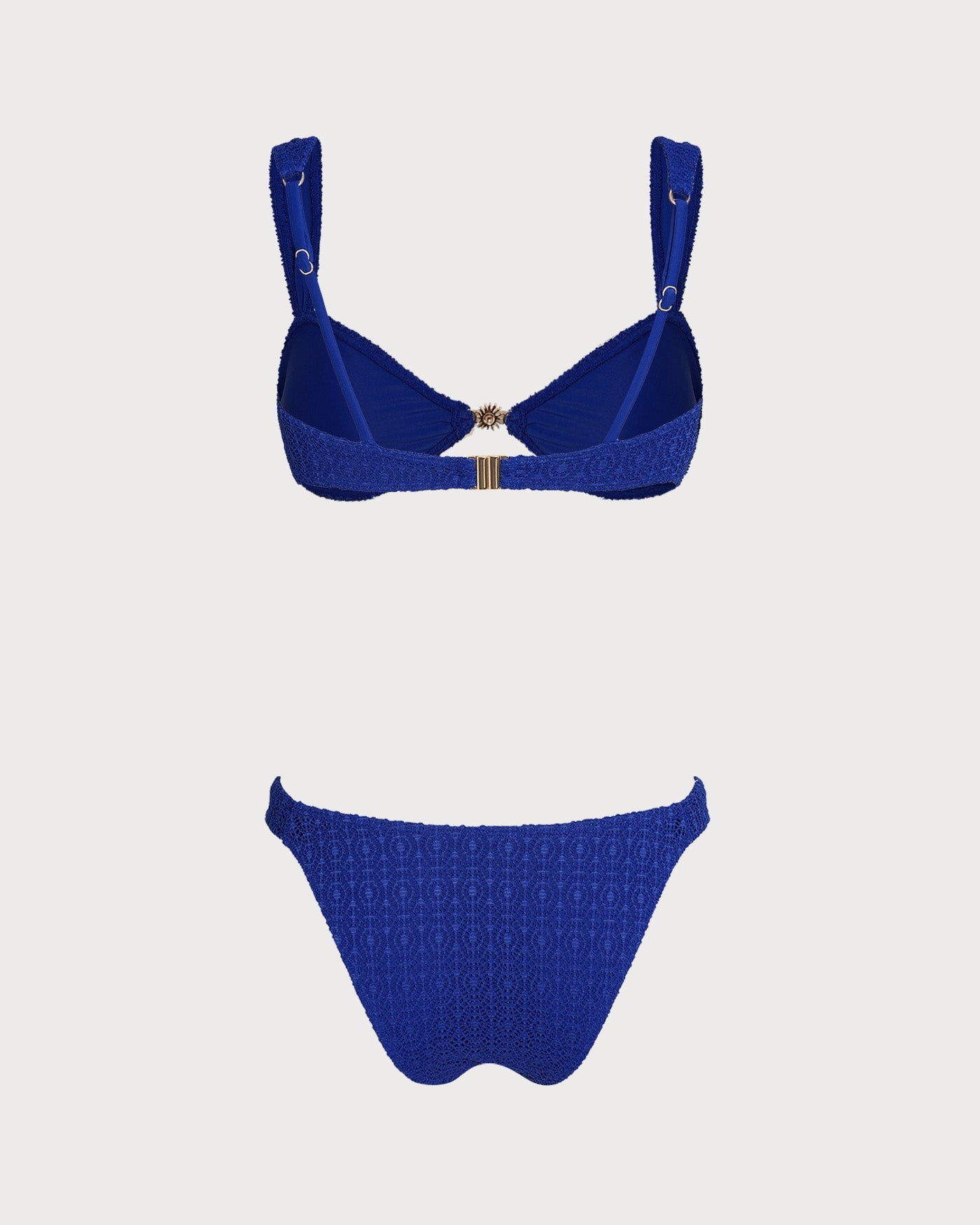 Mavi V Yaka Dokulu Bralet Bikini Takımı
