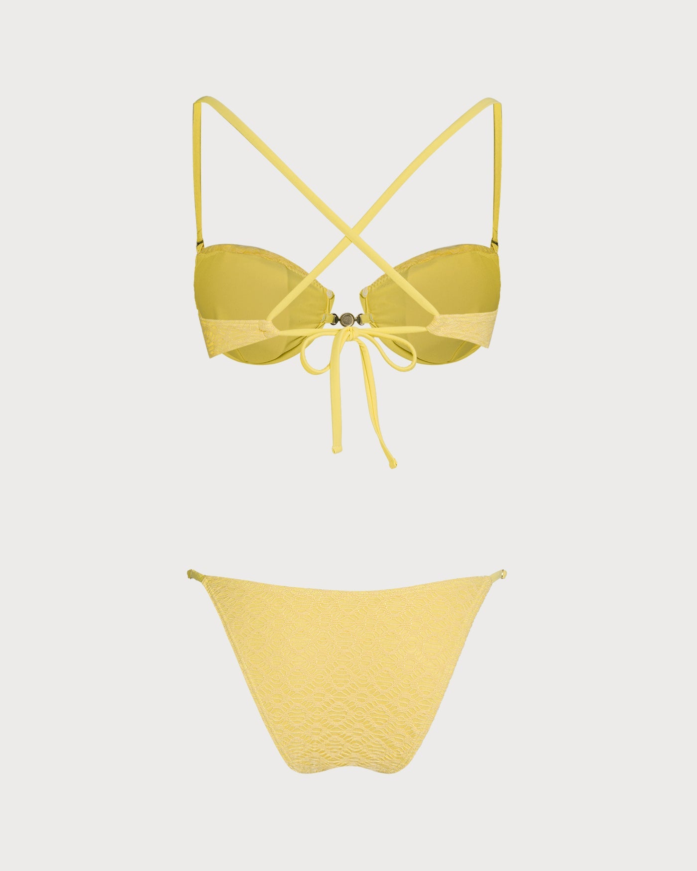 Sarı Dokulu Balenli Bikini Takımı