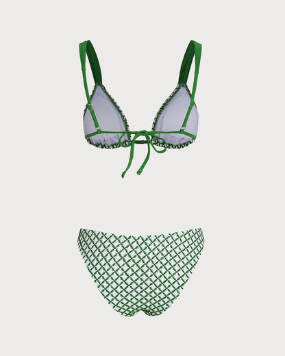 Yeşil Ekose Üçgen Bikini Takımı