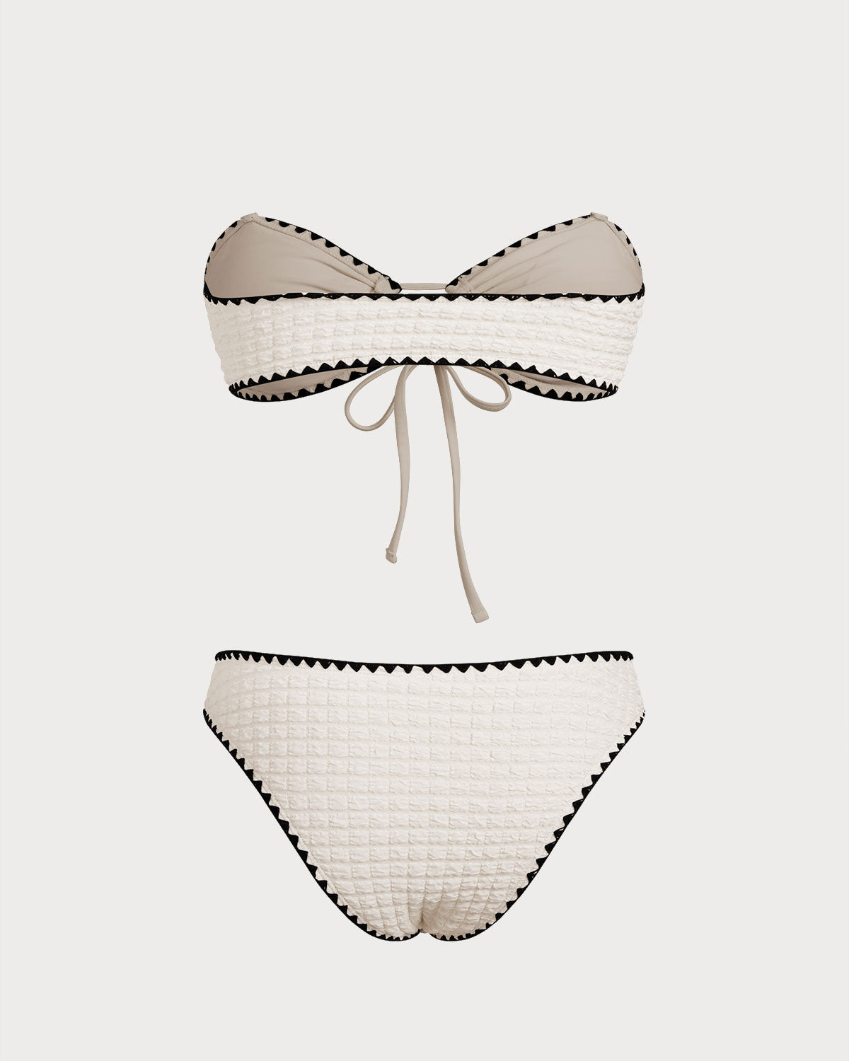 Beyaz Contrasting Bandeau Bikini Takımı