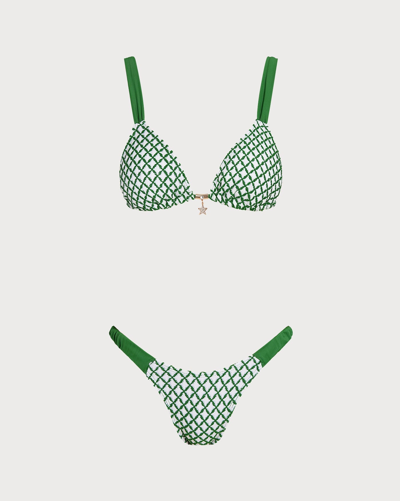 Yeşil Ekose Üçgen Bikini Takımı