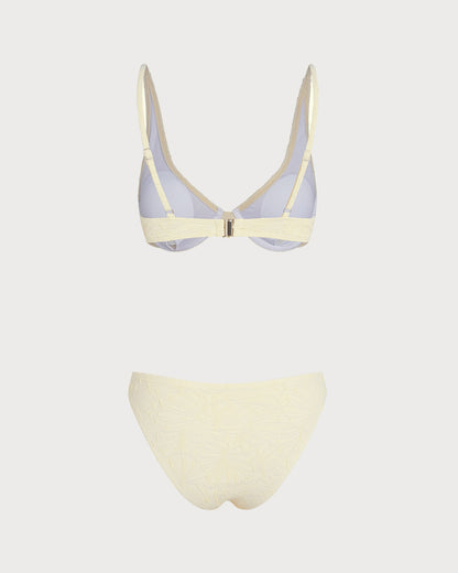 Bej Jakarlı Balenli Bikini Takımı