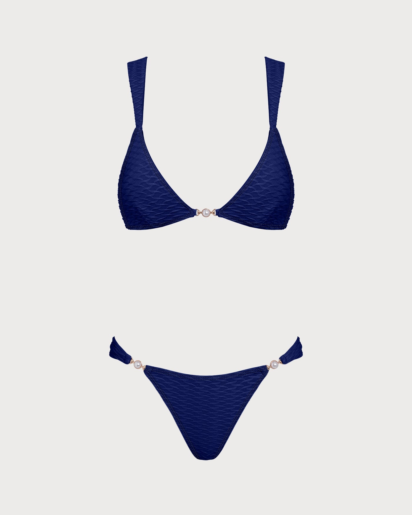 Saks Mavisi Dokulu Üçgen Bikini Takımı