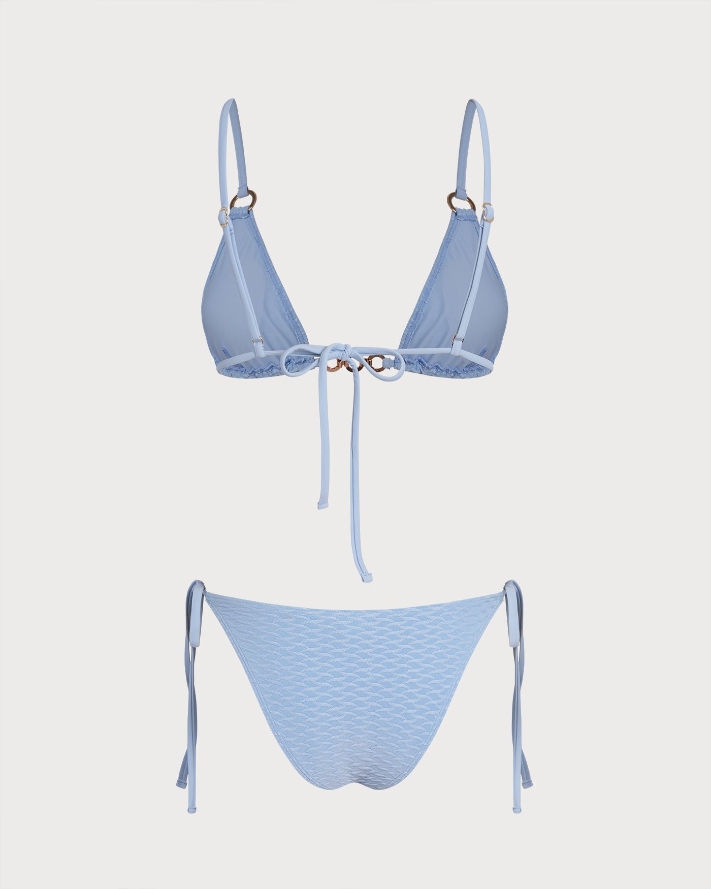 Mavi V Yaka O Halka Detaylı Üçgen Bikini Takımı