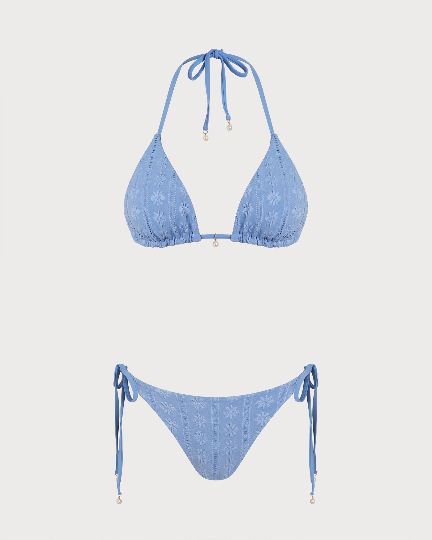 Mavi Boyundan Bağlamalı Üçgen Reversible Bikini Takımı