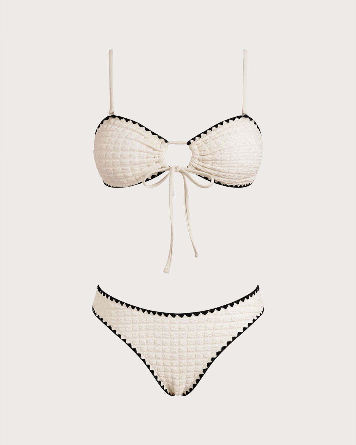 Beyaz Contrasting Bandeau Bikini Takımı