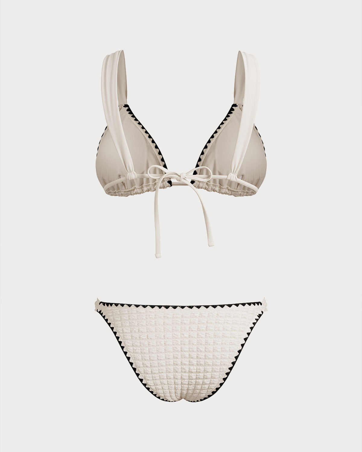 Beyaz Contrasting Üçgen Bikini Takımı