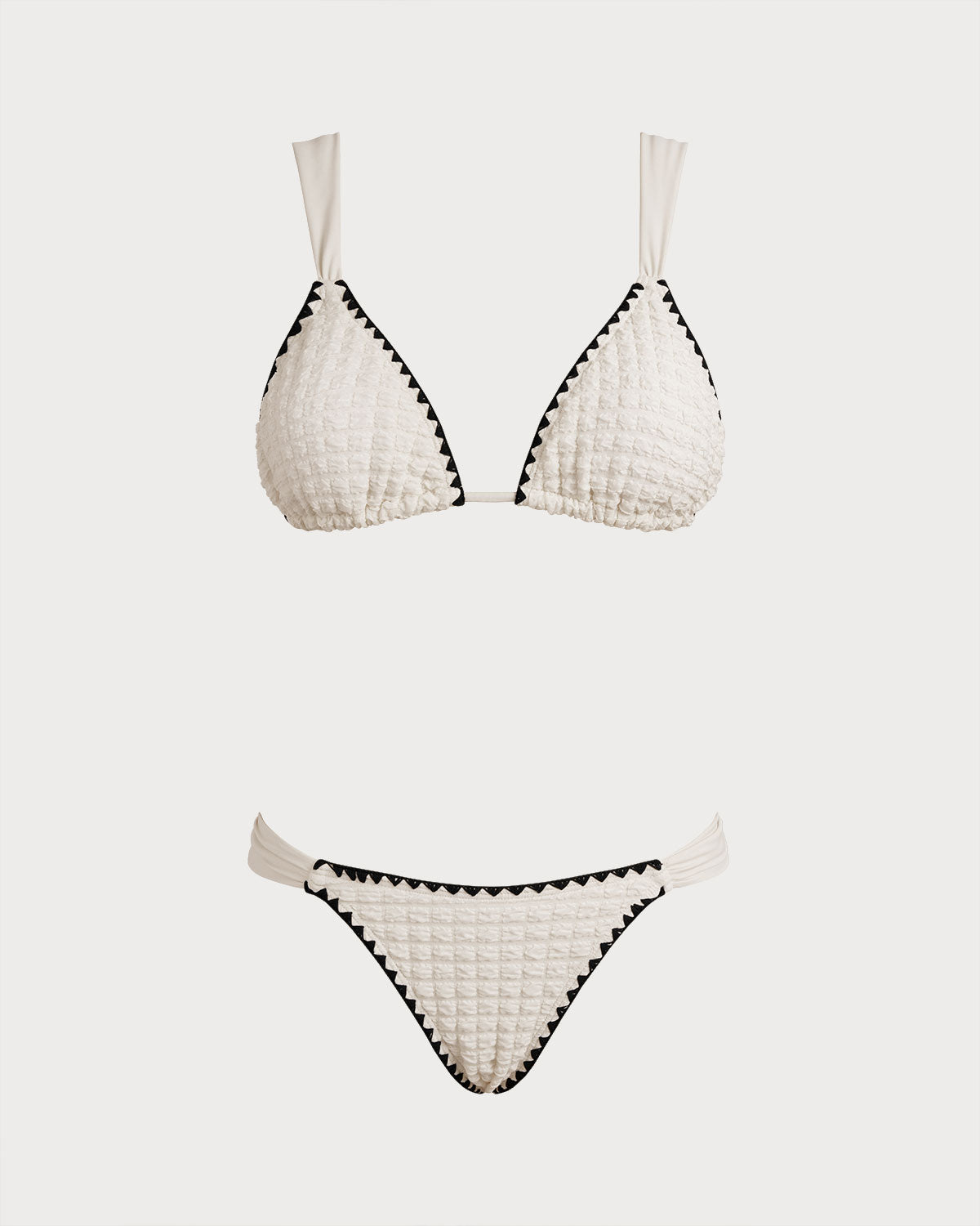 Beyaz Contrasting Üçgen Bikini Takımı