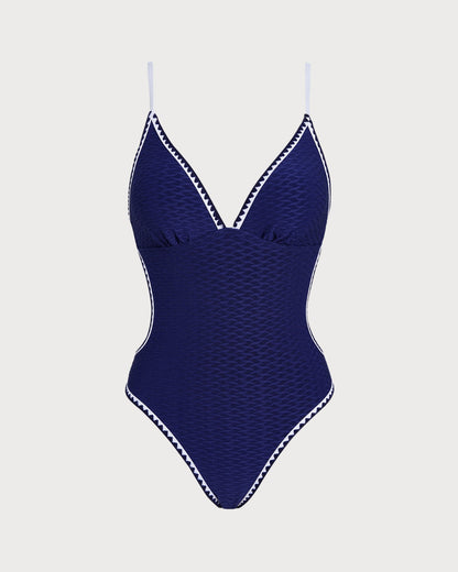 Mavi Çapraz Bralet Tek Parça Mayo