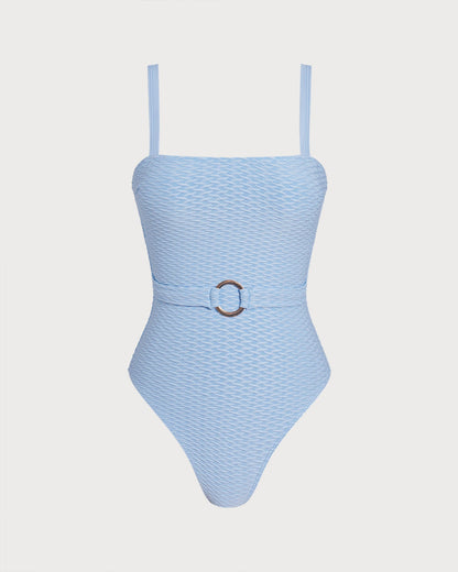 Mavi O Halka Detaylı Bandeau Tek Parça Mayo