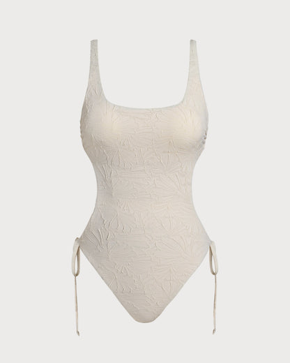 Off Beyaz Dokulu Bralet Tek Parça Mayo