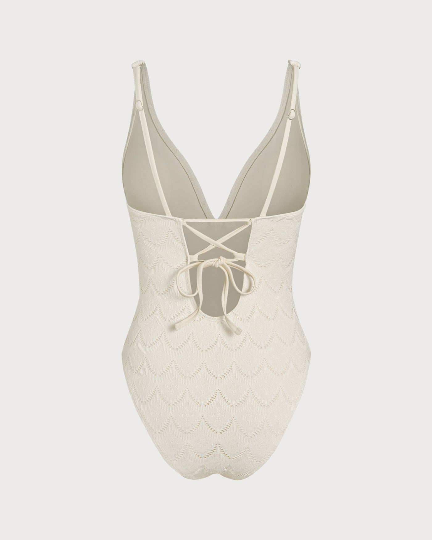 Off Beyaz Bralet Dokulu Tek Parça Mayo