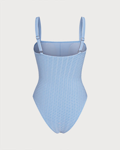 Mavi O Halka Detaylı Bandeau Tek Parça Mayo