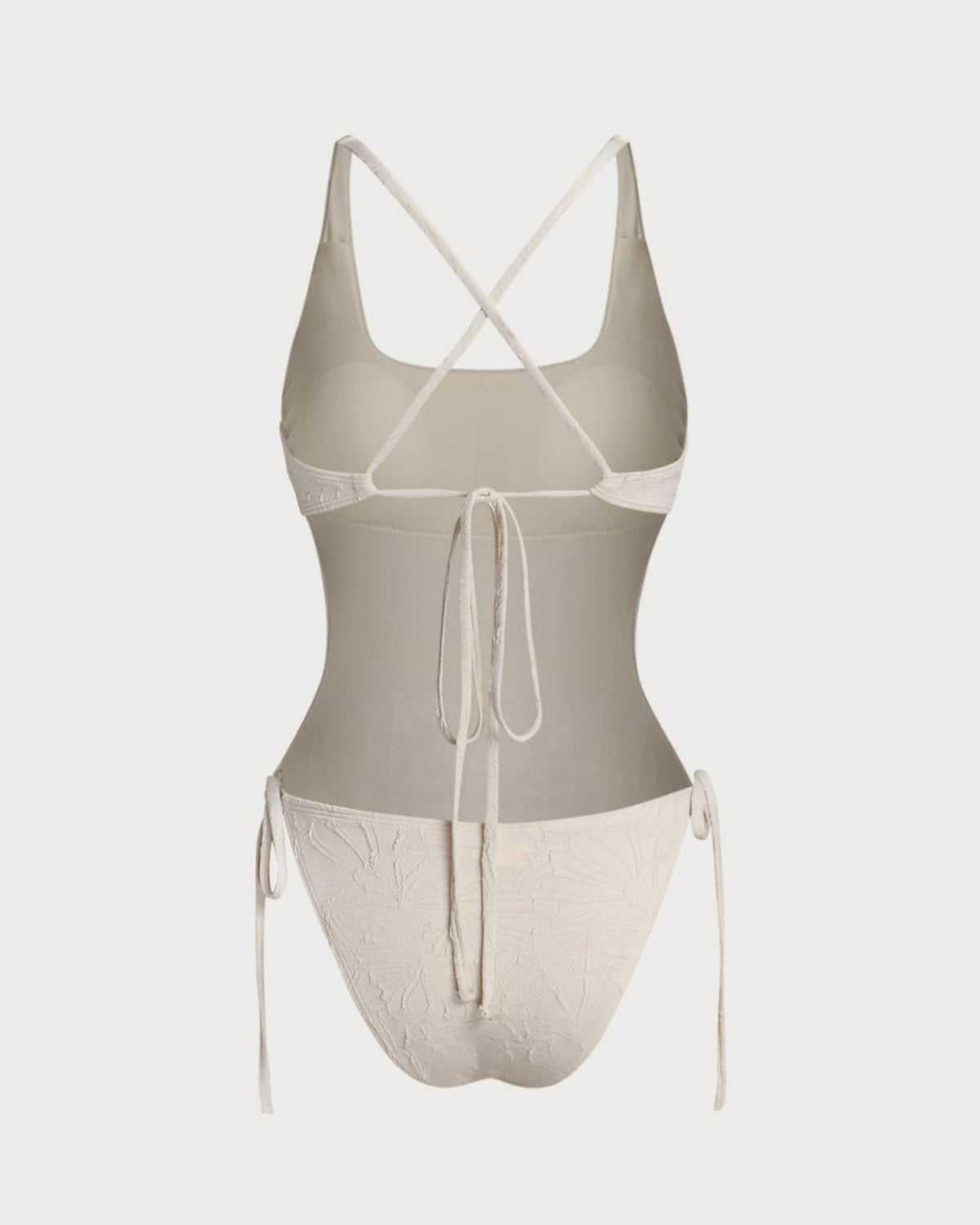 Off Beyaz Dokulu Bralet Tek Parça Mayo