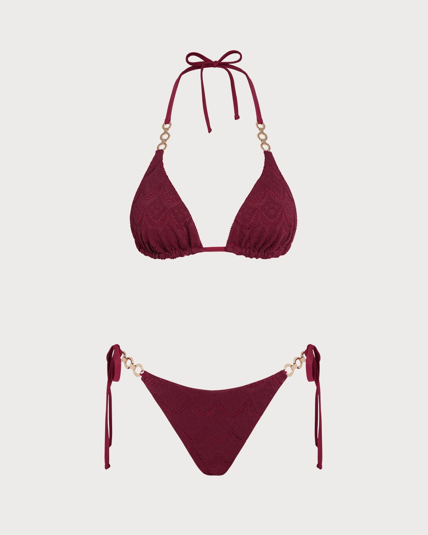Kiremit Boyundan Bağlamalı Büzgü Bağlamalı Reversible Bikini Takımı