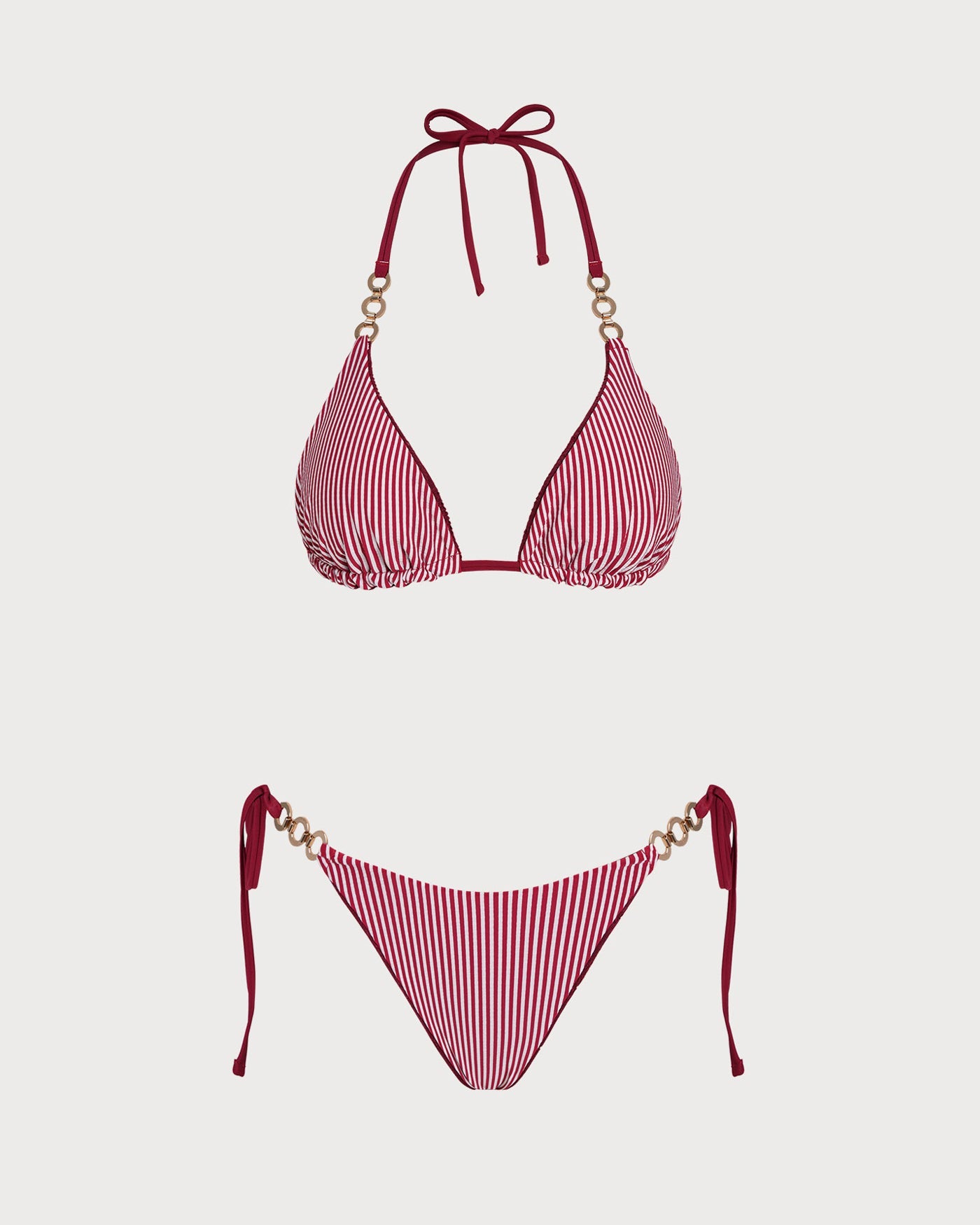 Kiremit Boyundan Bağlamalı Büzgü Bağlamalı Reversible Bikini Takımı