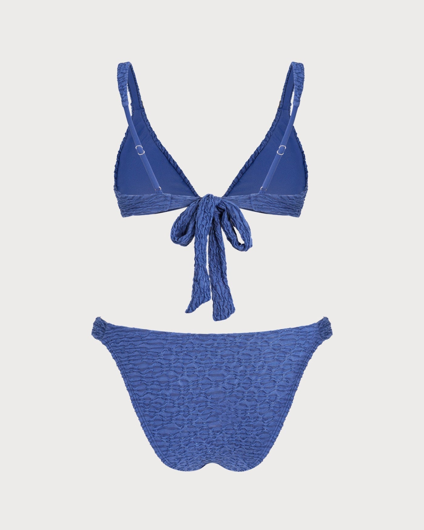 Mavi V Yaka Dokulu Üçgen Bikini Takımı