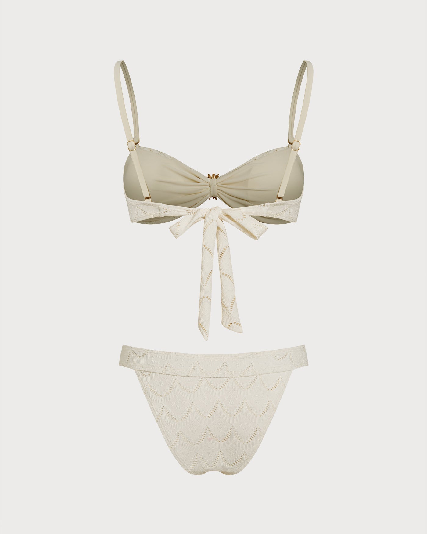 Off Beyaz Büzgü Bağlamalı Bandeau Bikini Takımı