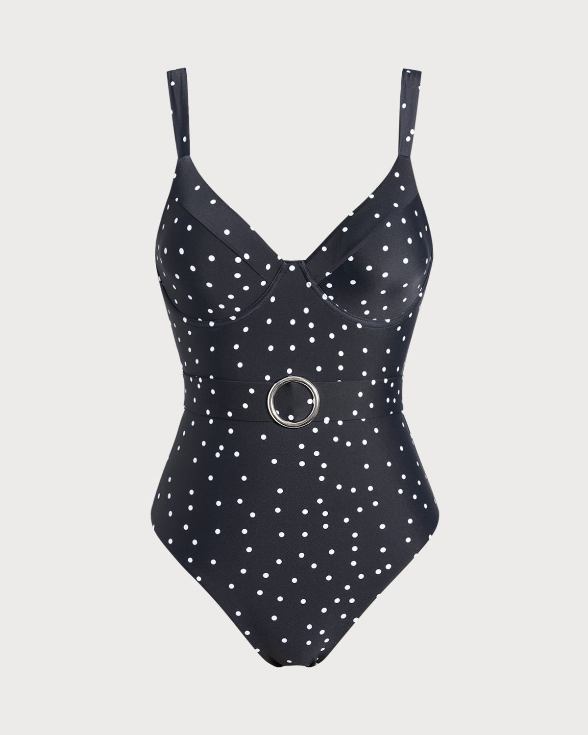 Siyah Polka Dots Tek Parça Mayo