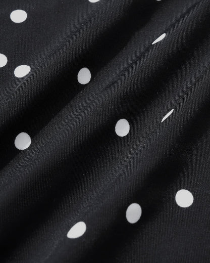 Siyah Polka Dots Tek Parça Mayo