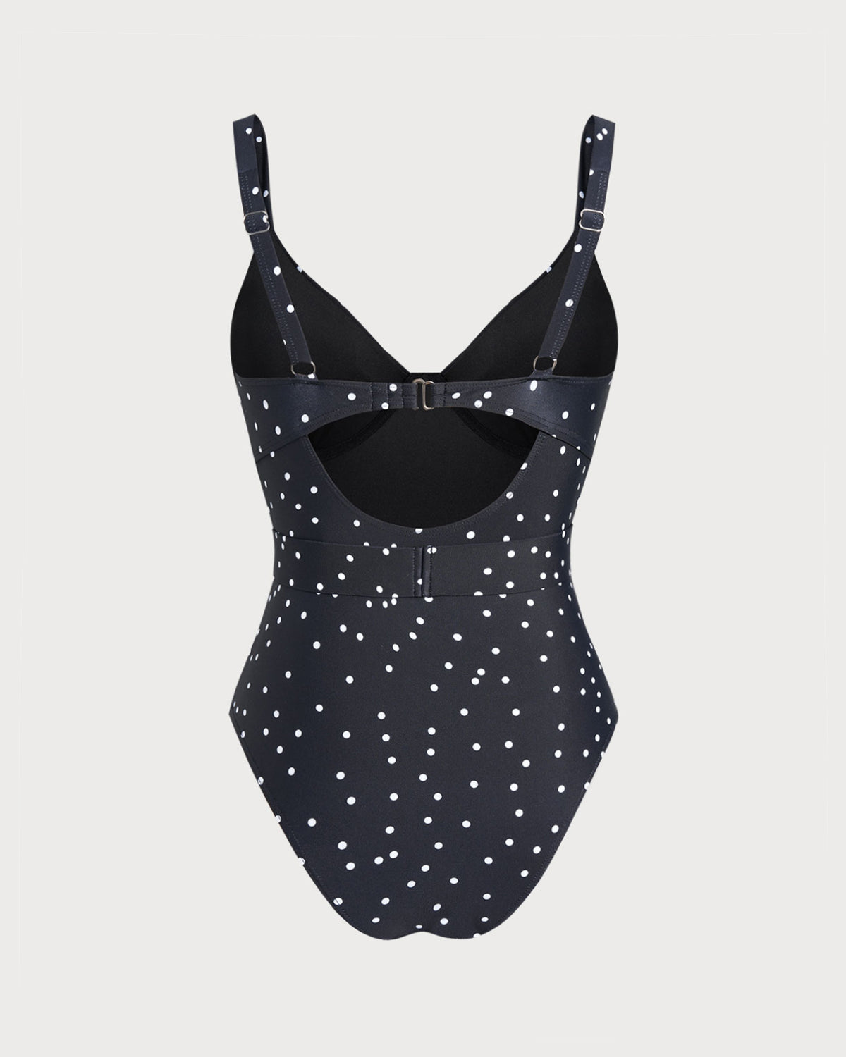 Siyah Polka Dots Tek Parça Mayo