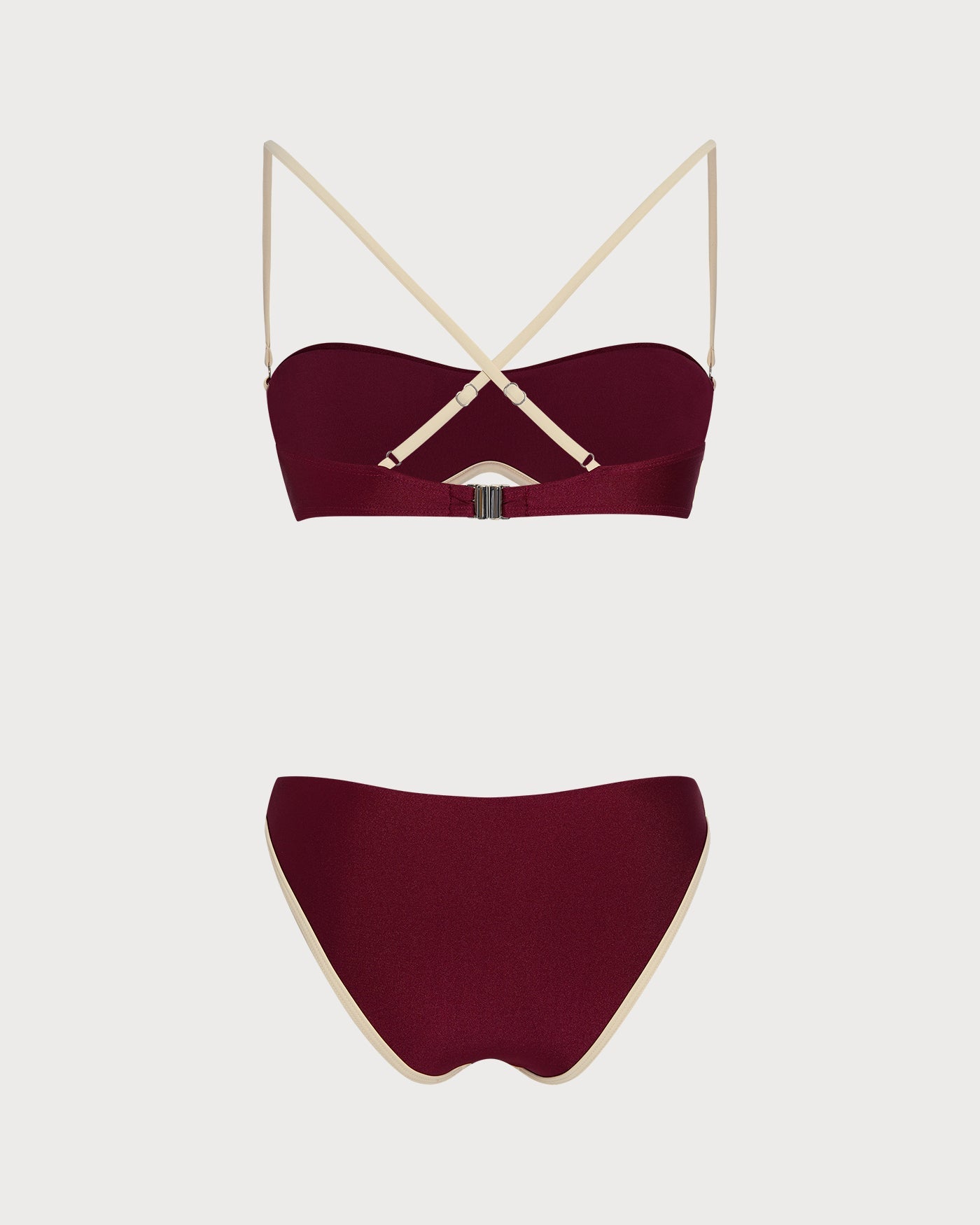 Kırmızı Çapraz Contrasting Balenli Bikini Takımı