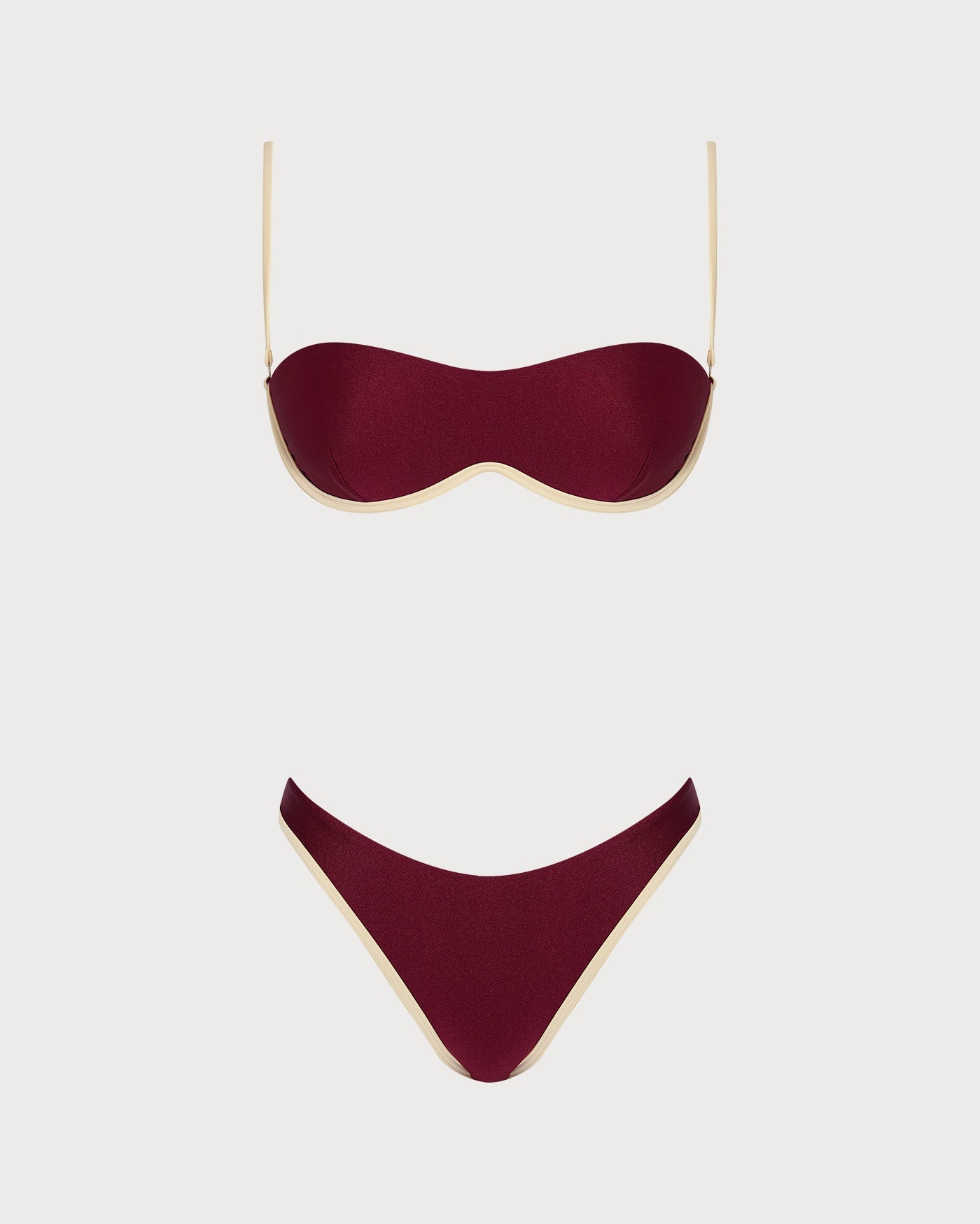 Kırmızı Çapraz Contrasting Balenli Bikini Takımı